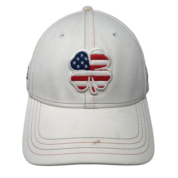 Black Clover USA Flag Fitted Baseball Hat White Medium Live Lucky - Picture 1 of 9